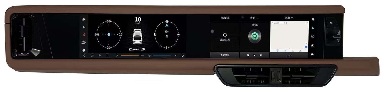 カイエン ナビ交換 ツインモニター カラー ブラウン（Brown）