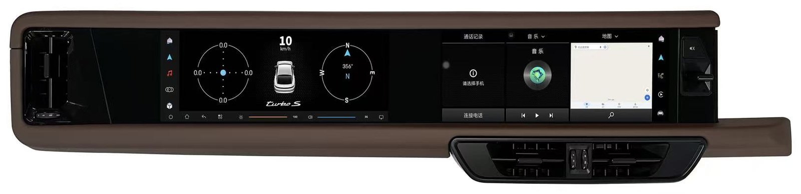 カイエン ナビ交換 ツインモニター カラー ダークブラウン（Dark Brown）