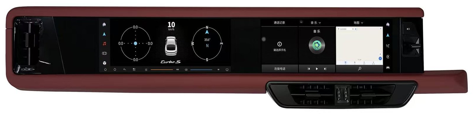 カイエン ナビ交換 ツインモニター カラー ワインレッド（Wine Red）